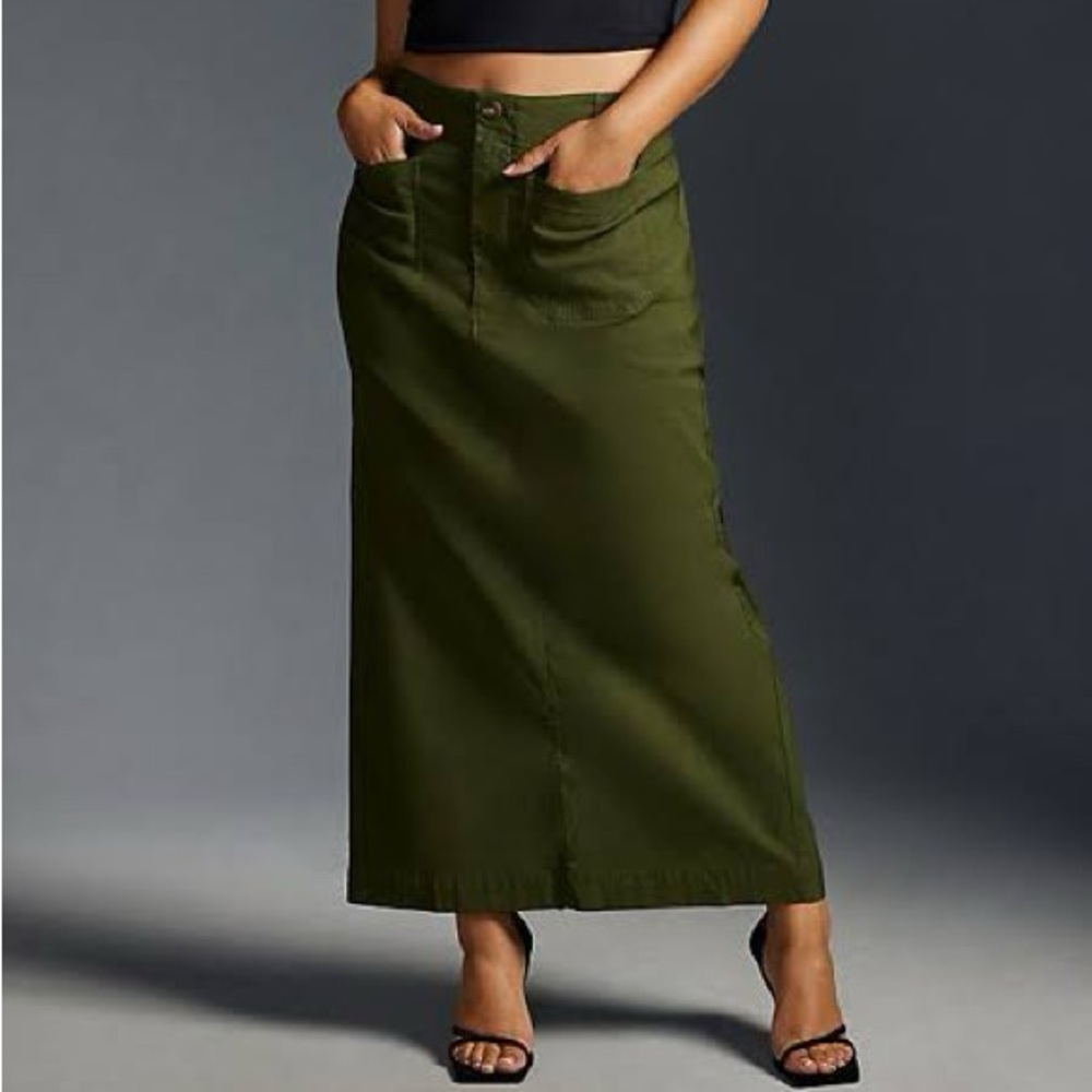 NEW Anthropologie Colette Dried Fern Green Maxi Skirt size XS